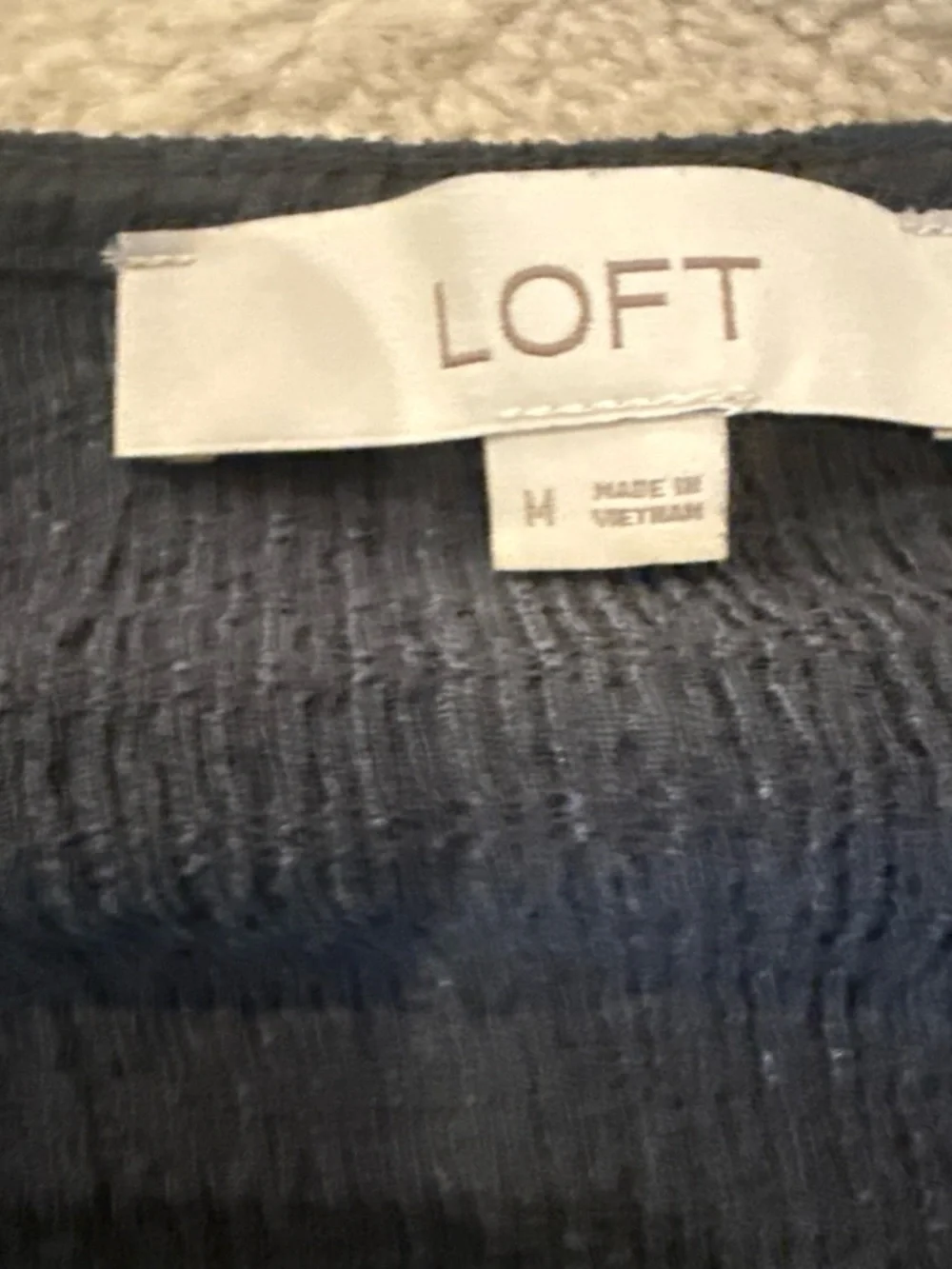 LOFT Dark Gray Long Sleeve Henley Blouse